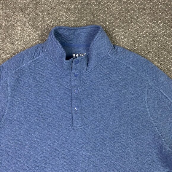Rhone Weekenders Pullover Men's XL Ocean Blue Heather Snap Sweater Textured - Picture 3 of 11